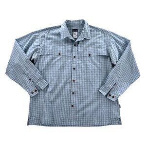 Patagonia Blue Plaid Long Sleeve Island Hopper Shirt XL